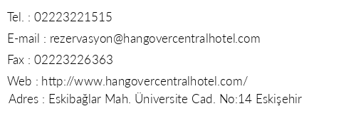 Hangover Central Hotel telefon numaralar, faks, e-mail, posta adresi ve iletiim bilgileri